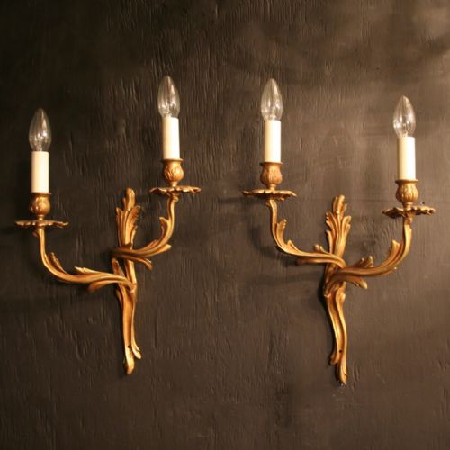 A French Pair of Gilded Antique Wall Lights