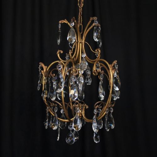 A French Gilded Birdcage Antique Chandelier
