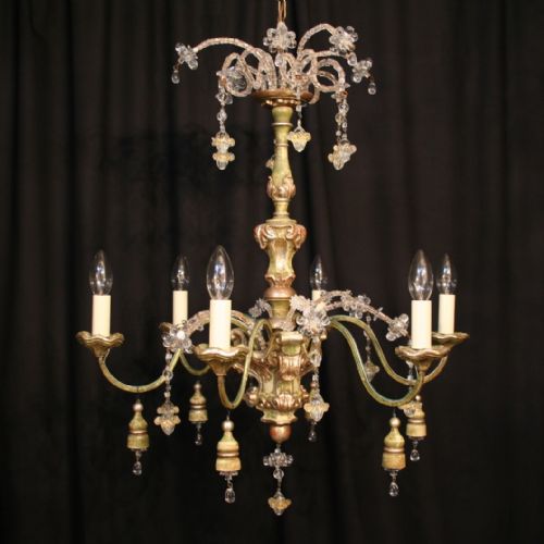 A Decorative Italian Wooden & Murano Chandelier