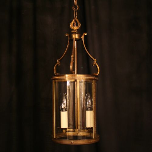 A French Gilded Twin Light Antique Hall Lantern