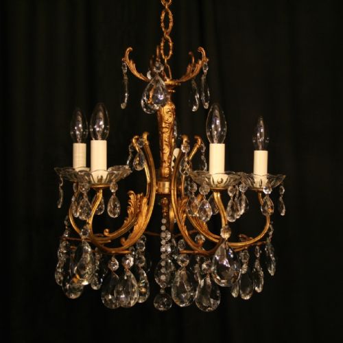 An Italian Gilded 5 Light Antique Chandelier