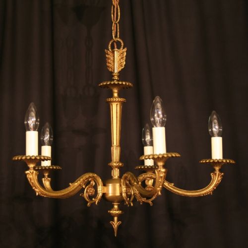 A French Gilded Cast 5 Light Chandelier