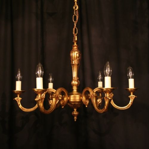 A French Gilded Bronze 6 Light Antique Chandelier