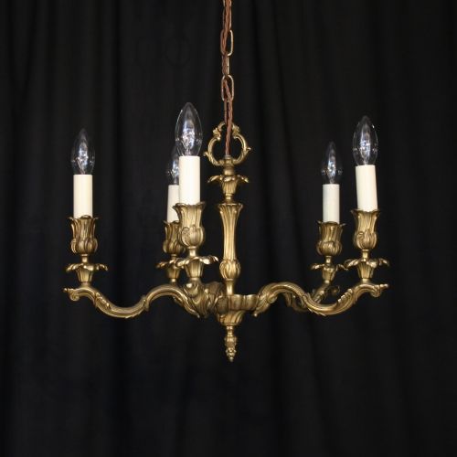 A French Brass 5 Light Antique Chandelier