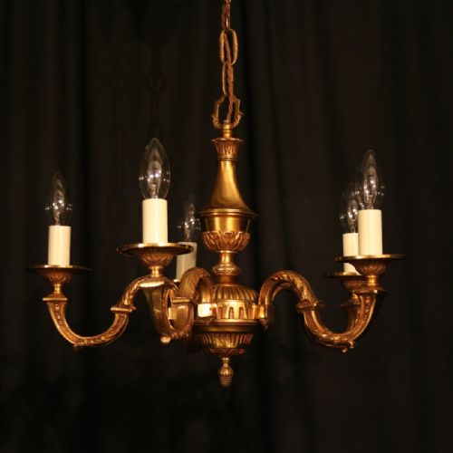 A French Bronze 5 Light Antique Chandelier