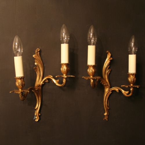 A French Pair of Gilded Antique Wall Lights
