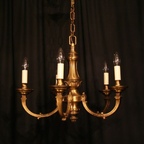 A French Cast Brass 5 Light Chandelier