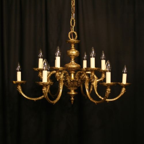 A French Bronze Cast 12 Light Double Tiered Chandelier