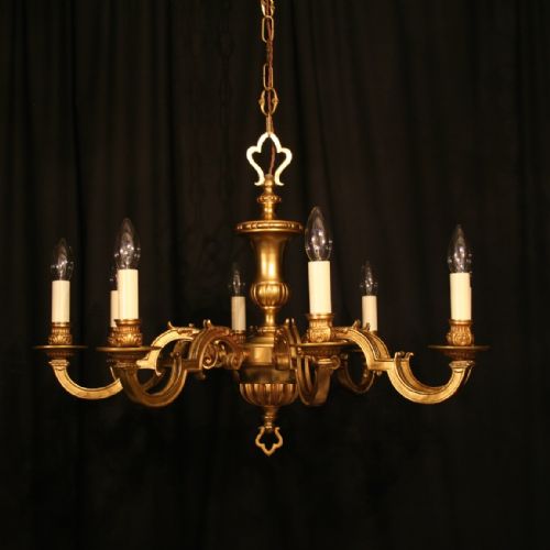 A French Gilded Cast Brass 8 Light Chandelier