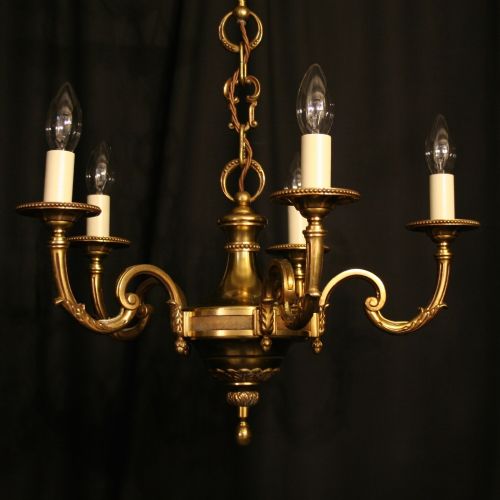 A French Cast Brass 5 Light Antique Chandelier