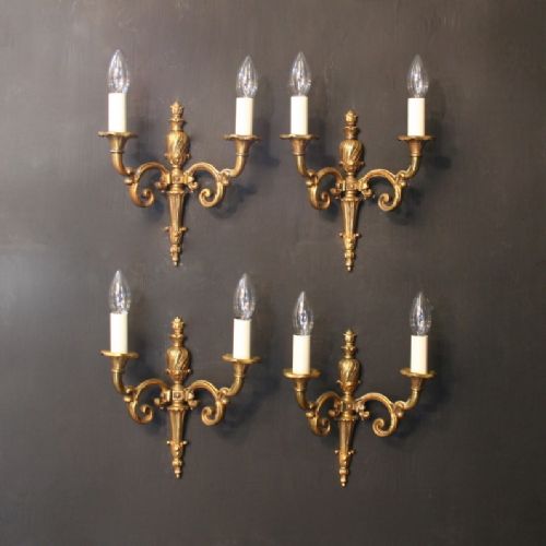 A French Set of 4 Gilded Twin Arm Antique Wall Lights
