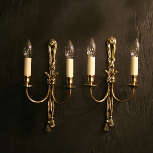 A French Pair of Rope Twin Arm Antique Wall Lights