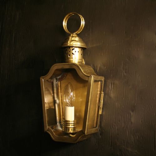 A Single French Brass Single Light Antique Wall Lantern