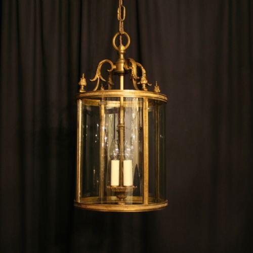 An English Gilded Cast Bronze 4 Light Antique Hall Lantern