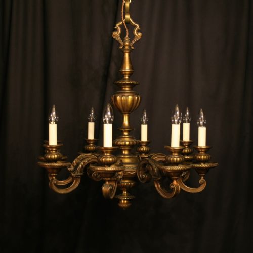 A Large English Gilded Bronze 8 Light Antique Chandelier