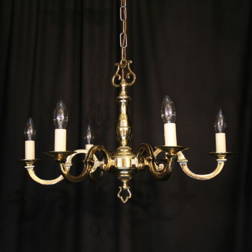 A Flemish Cast Brass 6 Light Chandelier