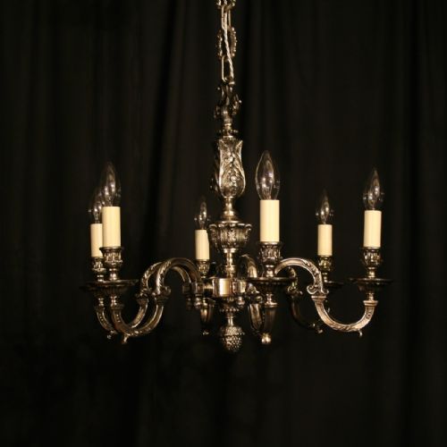 A French Nickel Plated 6 Light Chandelier