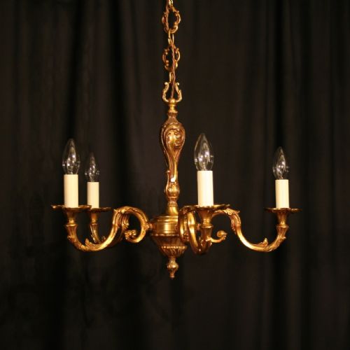 A French Gilded 5 Light Antique Chandelier