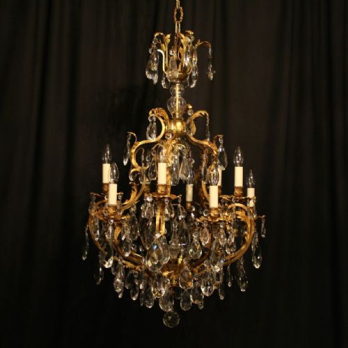 A French Gilded Birdcage 15 Light Antique Chandelier