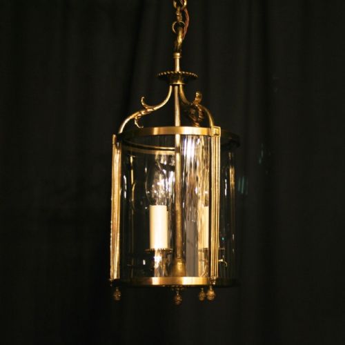 A French Gilded Circular Convex Antique Hall Lantern