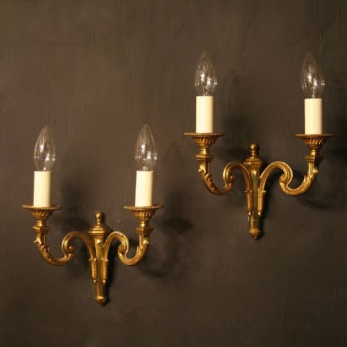 A French Pair of Gilded Bronze Antique Wall Lights