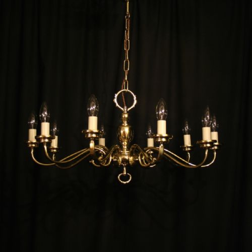 An English Brass 10 Light Chandelier