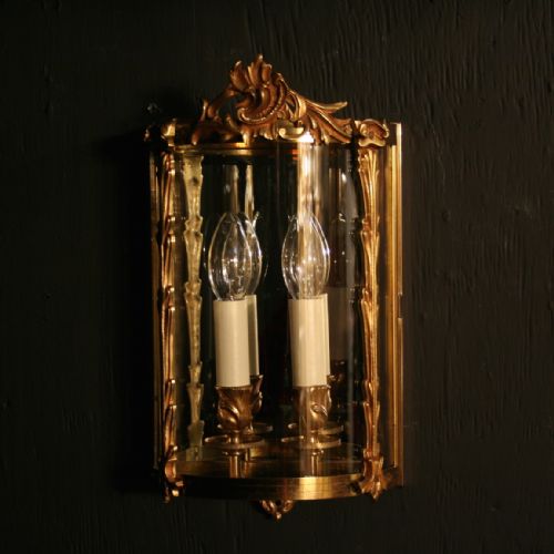 A French Single Gilded Bronze Twin Light Half Lantern