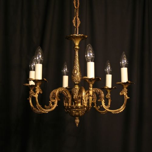 A French Gilded 6 Light Antique Chandelier