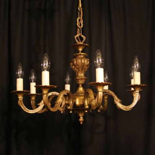 A French Gilded 8 Light Antique Chandelier