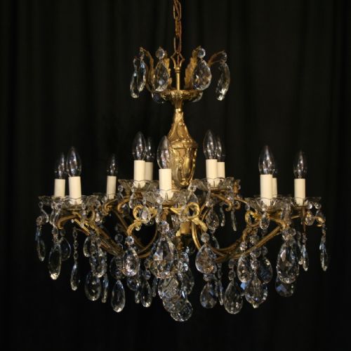 An Italian Gilded 15 Light Double Tiered Antique Chandelier