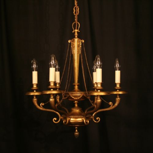A French Gilded 6 Light Antique Chandelier