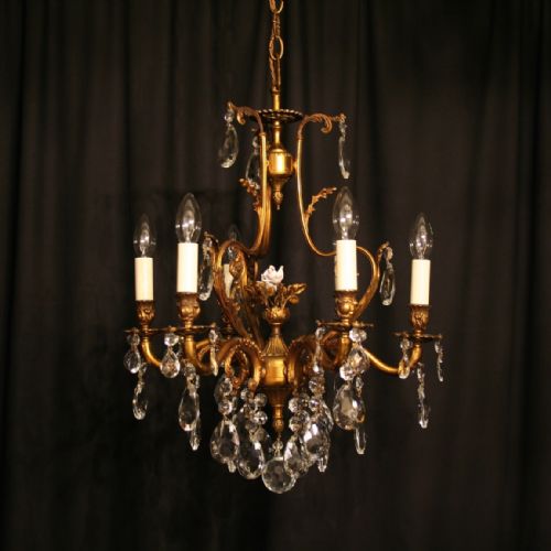 An Italian Gilded Floral 6 Light Antique Chandelier