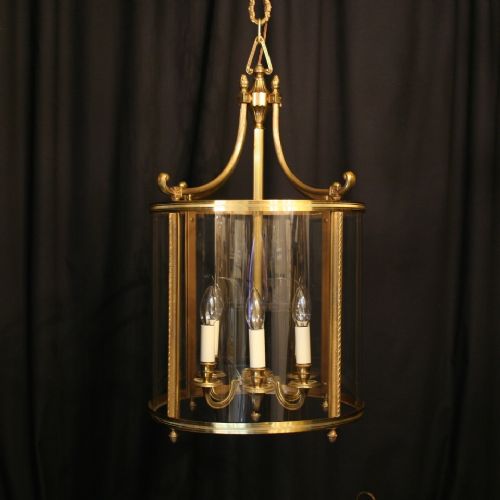 A Large French Gilded 6 Light Convex Hall Lantern