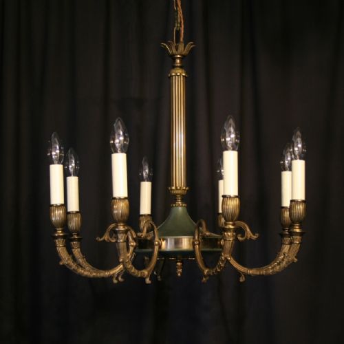 A French Empire 8 Light Brass Chandelier