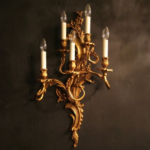 A Large Italian 5 Arm Gilded Single Wall Light