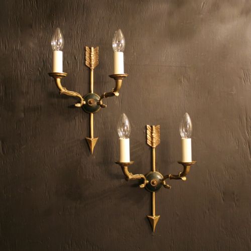 A French Pair of Empire Twin Arm Antique Wall Lights