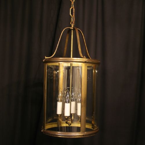 A French Brass Four Light Antique Hall Lantern