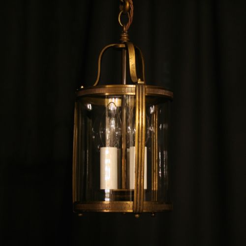 A French Triple Light Small Antique Hall Lantern
