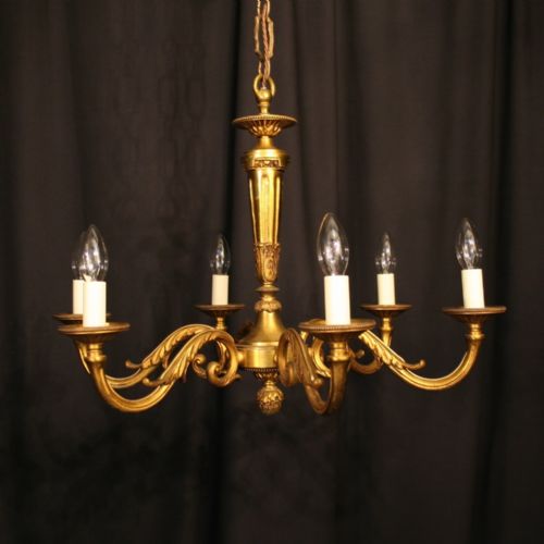 A French Bronze 6 Light Antique Chandelier