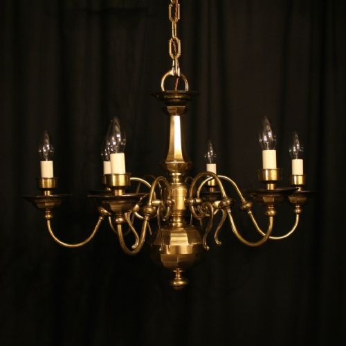 An English Cast Brass 6 Light Chandelier