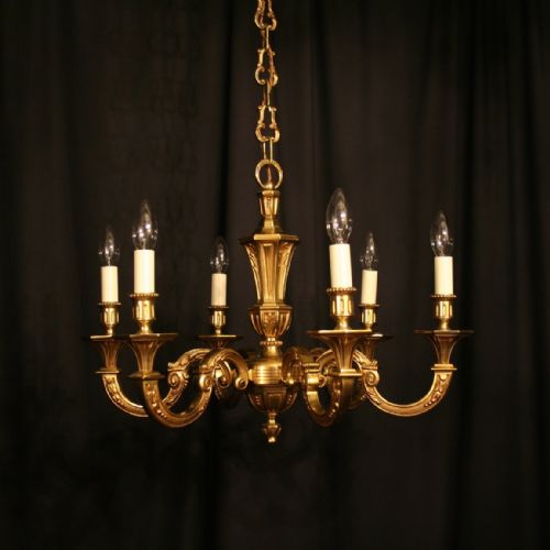 A French Gilded Bronze 6 Light Chandelier