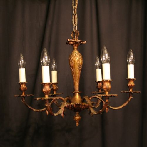 A French Gilded 6 Light Antique Chandelier
