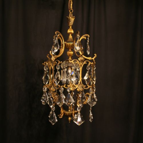 An Italian Gilded Single Light Birdcage Antique Chandelier