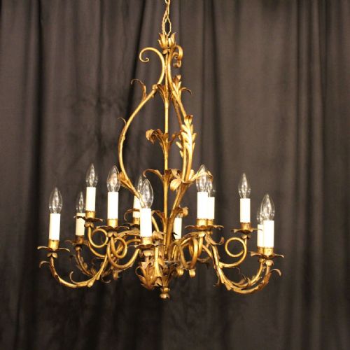 A Florentine 12 Light Double Tiered Gilded Chandelier