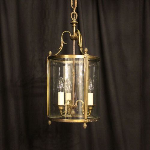 A French Triple Light Convex Antique Hall Lantern