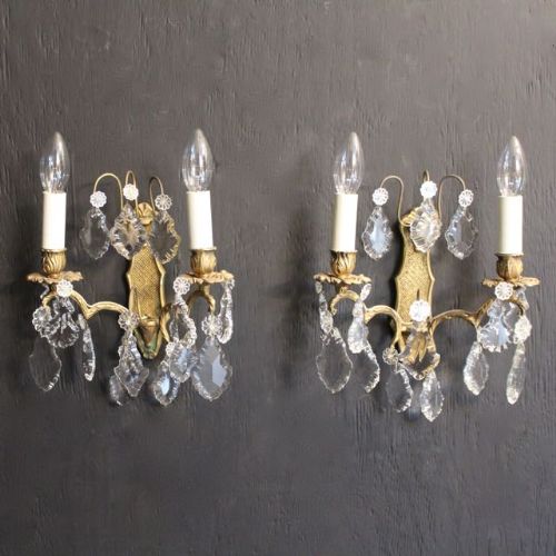 A French Pair of Gilded Antique Wall Lights
