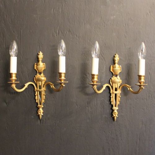 A French Pair of Gilded Antique Wall Lights