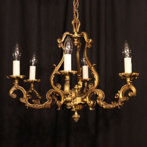 A French Gilded 6 Light Antique Chandelier