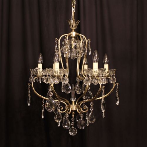 An Italian Silver Birdcage 7 Light Antique Chandelier