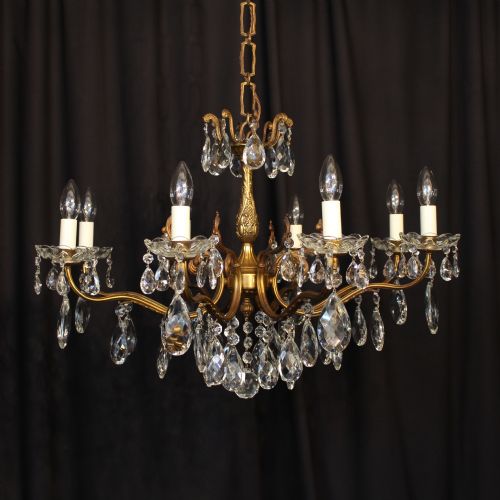 An Italian 8 Light Gilded Antique Chandelier